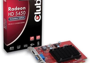 Полноразмерная 3D-карта Club 3D HD 5450 Noiseless Edition имеет пассивное охлаждение